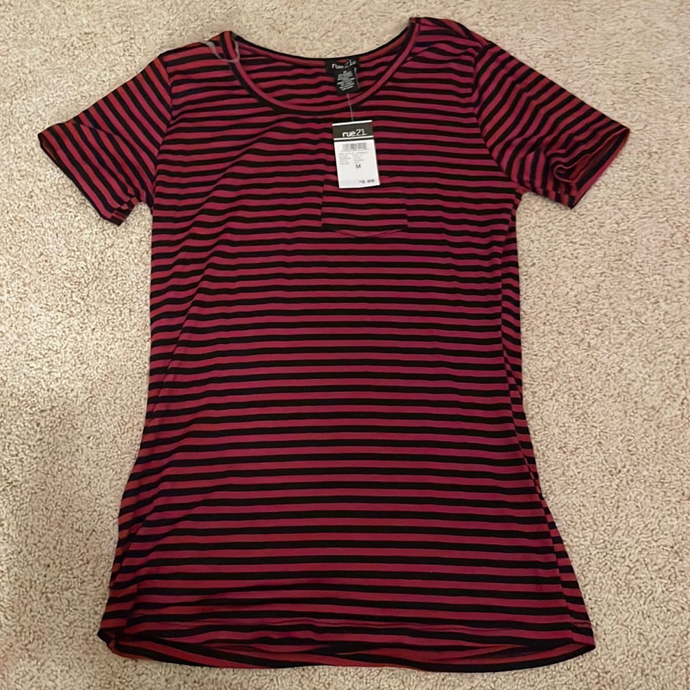 Womens Maroon striped Tee